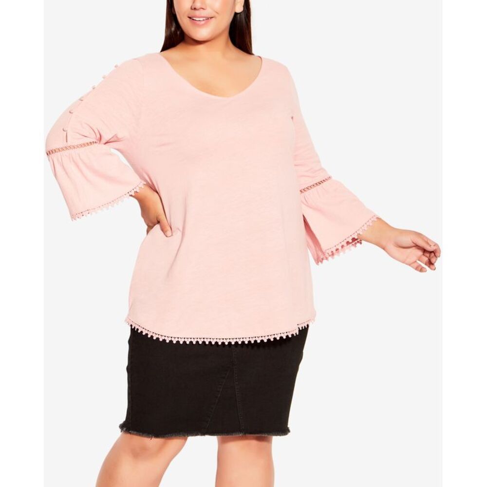 Avenue Plus Size Crochet Split Sleeve Top